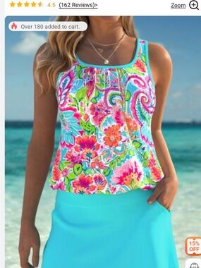 NEW Modlily Tankini, Size M, Cyan